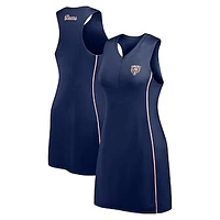 Women's Fanatics Navy Chicago Bears Studio Boost Athletic Half-Zip Dress