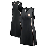 Women's Fanatics Black Cincinnati Bengals Studio Boost Athletic Half-Zip Dress