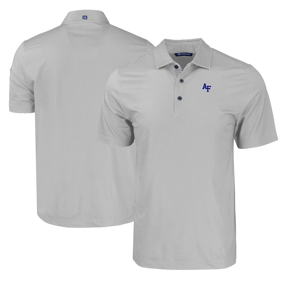 Men's Cutter & Buck Gray Air Force Falcons Pike Eco Tonal Geo Print Stretch Recycled Polo