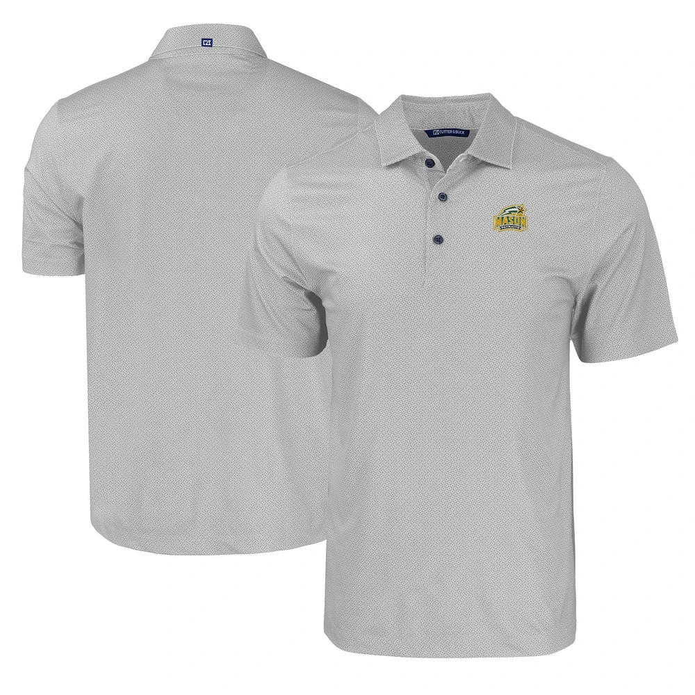 Men's Cutter & Buck Gray George Mason Patriots Pike Eco Tonal Geo Print Stretch Recycled Polo
