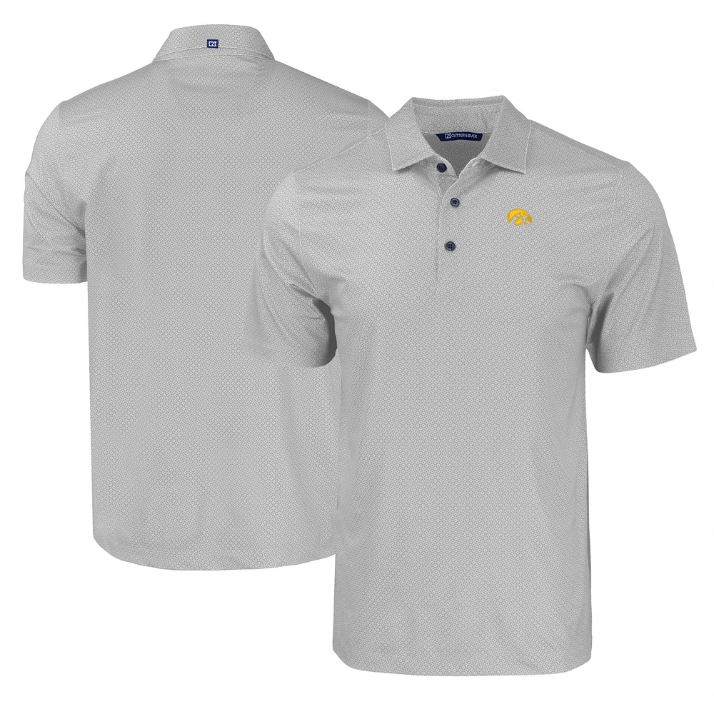 Men's Cutter & Buck Iowa Hawkeyes Pike Eco Tonal Geo Print Stretch Recycled Polo