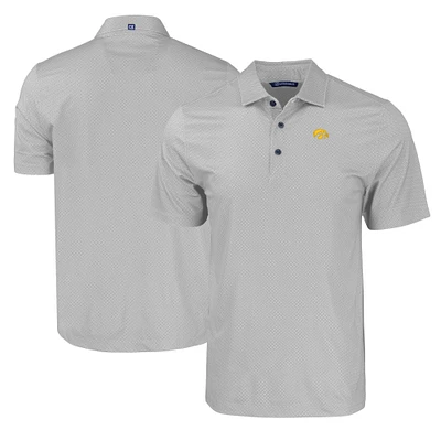 Men's Cutter & Buck Iowa Hawkeyes Pike Eco Tonal Geo Print Stretch Recycled Polo