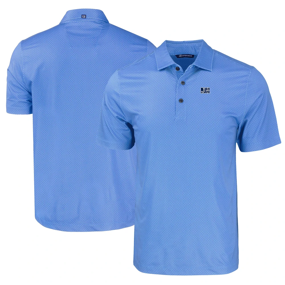 Men's Cutter & Buck Powder Blue Jackson State Tigers Pike Eco Tonal Geo Print Stretch Recycled Polo