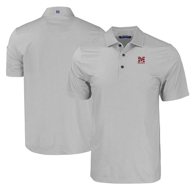 Men's Cutter & Buck Gray Morehouse Maroon Tigers Pike Eco Tonal Geo Print Stretch Recycled Polo