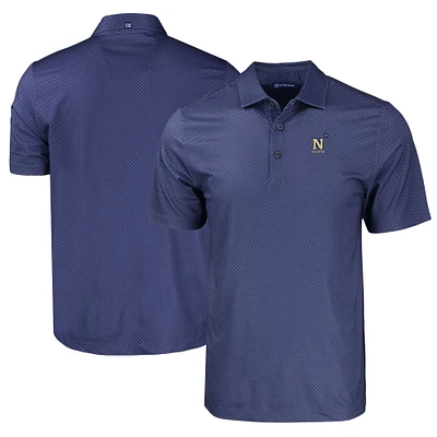 Men's Cutter & Buck Navy Midshipmen Pike Eco Tonal Geo Print Stretch Recycled Polo