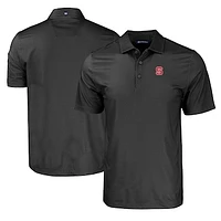 Men's Cutter & Buck Black NC State Wolfpack Pike Eco Tonal Geo Print Stretch Recycled Polo
