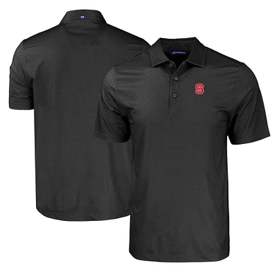 Men's Cutter & Buck Black NC State Wolfpack Pike Eco Tonal Geo Print Stretch Recycled Polo