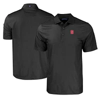 Men's Cutter & Buck Black NC State Wolfpack Pike Eco Tonal Geo Print Stretch Recycled Polo