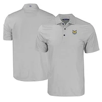 Men's Cutter & Buck Gray Quinnipiac Bobcats Pike Eco Tonal Geo Print Stretch Recycled Polo