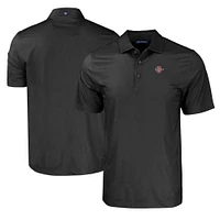 Men's Cutter & Buck Black San Diego State Aztecs Pike Eco Tonal Geo Print Stretch Recycled Polo