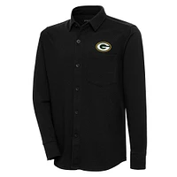 Men's Antigua  Black Green Bay Packers Streamer Button-Up Shacket