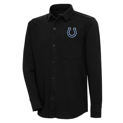 Men's Antigua  Black Indianapolis Colts Streamer Button-Up Shacket