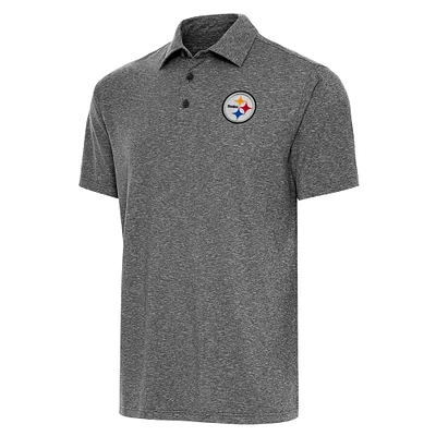 Men's Antigua  Heather Black Pittsburgh Steelers Par Polo