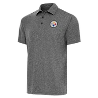 Men's Antigua  Heather Black Pittsburgh Steelers Par Polo