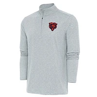 Men's Antigua  Heather Gray Chicago Bears Hunk Quarter-Zip Pullover Top