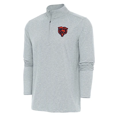 Men's Antigua  Heather Gray Chicago Bears Hunk Quarter-Zip Pullover Top