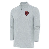 Men's Antigua  Heather Gray Chicago Bears Hunk Quarter-Zip Pullover Top