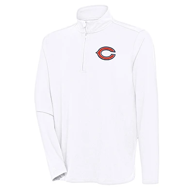 Men's Antigua  White Chicago Bears Hunk Quarter-Zip Pullover Top