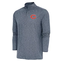Men's Antigua  Heather Navy Chicago Bears Hunk Quarter-Zip Pullover Top