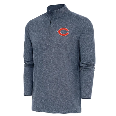 Men's Antigua  Heather Navy Chicago Bears Hunk Quarter-Zip Pullover Top