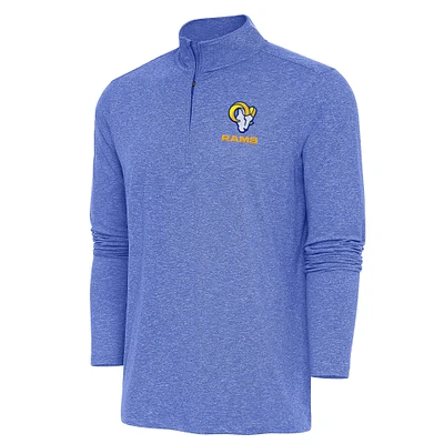 Men's Antigua  Heather Royal Los Angeles Rams Hunk Quarter-Zip Pullover Top