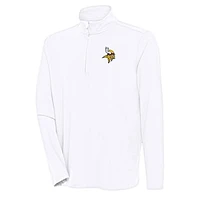 Men's Antigua  White Minnesota Vikings Hunk Quarter-Zip Pullover Top
