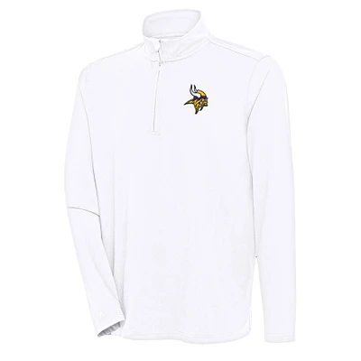 Men's Antigua  White Minnesota Vikings Hunk Quarter-Zip Pullover Top