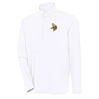 Men's Antigua  White Minnesota Vikings Hunk Quarter-Zip Pullover Top