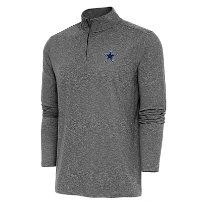 Men's Antigua  Heather Black Dallas Cowboys Hunk Quarter-Zip Pullover Top