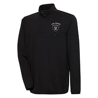 Men's Antigua  Black Las Vegas Raiders Streamer Quarter-Snap Pullover Jacket