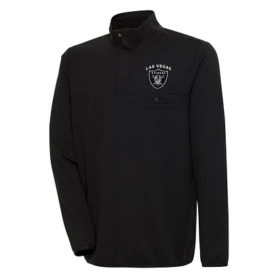 Men's Antigua  Black Las Vegas Raiders Streamer Quarter-Snap Pullover Jacket