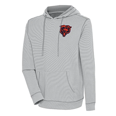 Men's Antigua  Gray/White Chicago Bears Axe Bunker Tri-Blend Pullover Hoodie