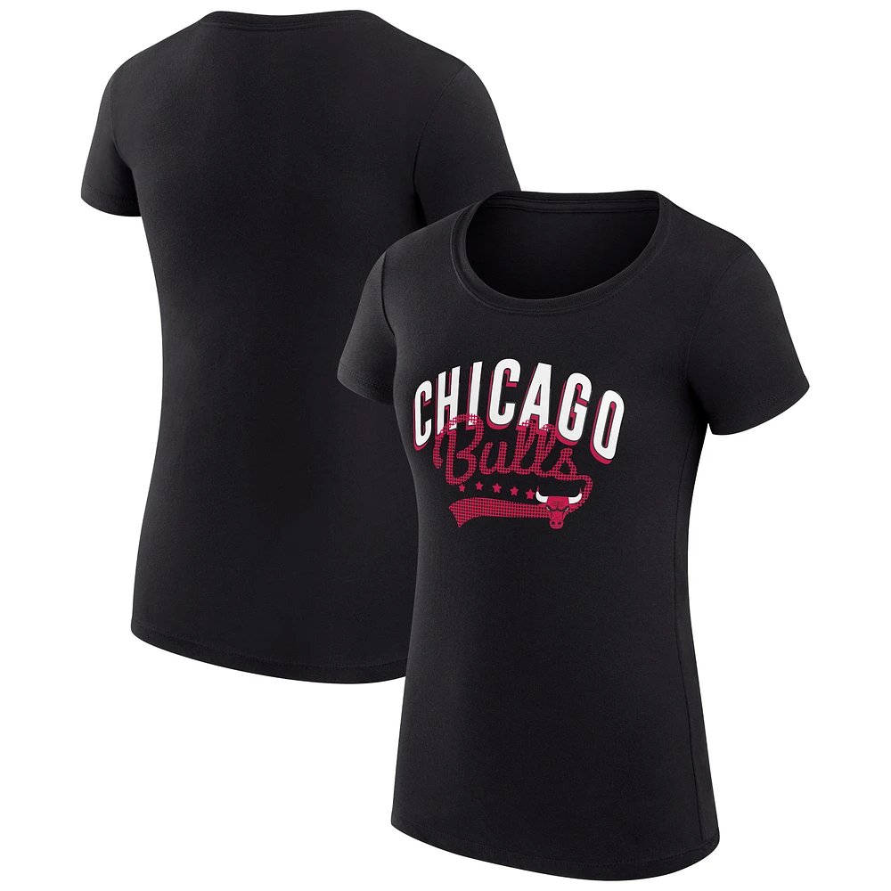Women's G-III 4Her by Carl Banks Black Chicago Bulls Filigree Logo Fitted T-Shirt
