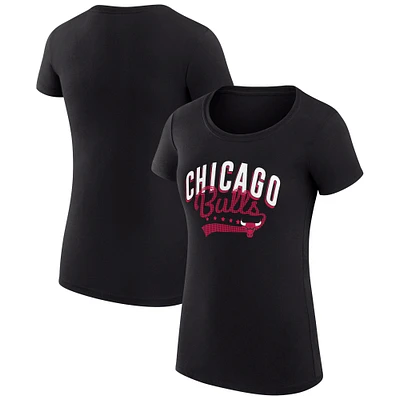 Women's G-III 4Her by Carl Banks  Black Chicago Bulls Filigree Logo Fitted T-Shirt