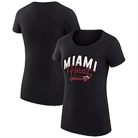 Women's G-III 4Her by Carl Banks  Black Miami Heat Filigree Logo Fitted T-Shirt