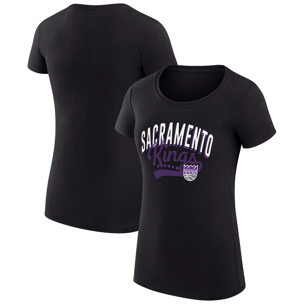Women's G-III 4Her by Carl Banks  Black Sacramento Kings Filigree Logo Fitted T-Shirt