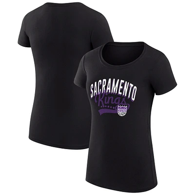 Women's G-III 4Her by Carl Banks  Black Sacramento Kings Filigree Logo Fitted T-Shirt