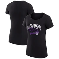 Women's G-III 4Her by Carl Banks  Black Sacramento Kings Filigree Logo Fitted T-Shirt