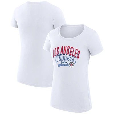 Women's G-III 4Her by Carl Banks  White LA Clippers Filigree Logo Fitted T-Shirt