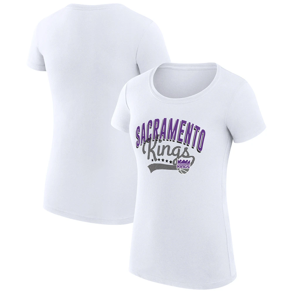 Women's G-III 4Her by Carl Banks White Sacramento Kings Filigree Logo Fitted T-Shirt