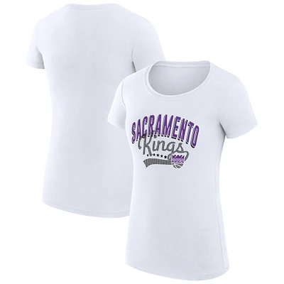 Women's G-III 4Her by Carl Banks  White Sacramento Kings Filigree Logo Fitted T-Shirt