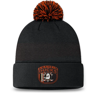 Men's Fanatics Black Anaheim Ducks 2024 NHL Draft Cuffed Knit Hat with Pom