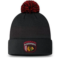 Men's Fanatics Black Chicago Blackhawks 2024 NHL Draft Cuffed Knit Hat with Pom