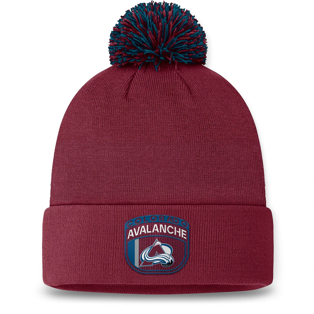 Men's Fanatics Burgundy Colorado Avalanche 2024 NHL Draft Cuffed Knit Hat with Pom