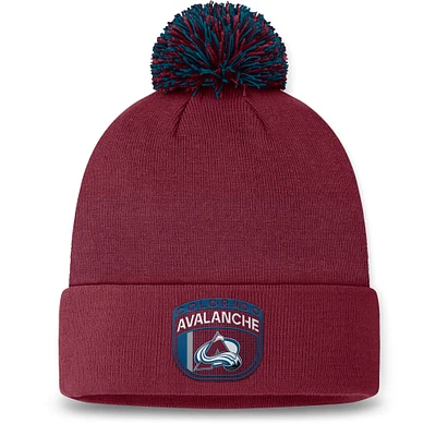Men's Fanatics Burgundy Colorado Avalanche 2024 NHL Draft Cuffed Knit Hat with Pom