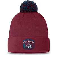 Men's Fanatics Burgundy Colorado Avalanche 2024 NHL Draft Cuffed Knit Hat with Pom