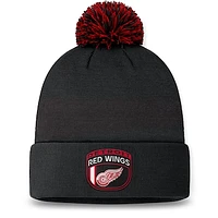 Men's Fanatics Black Detroit Red Wings 2024 NHL Draft Cuffed Knit Hat with Pom