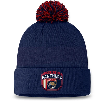 Men's Fanatics Navy Florida Panthers 2024 NHL Draft Cuffed Knit Hat with Pom