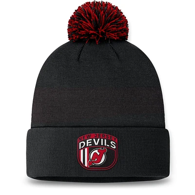 Men's Fanatics Black New Jersey Devils 2024 NHL Draft Cuffed Knit Hat with Pom