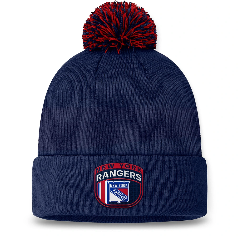 Men's Fanatics Navy New York Rangers 2024 NHL Draft Cuffed Knit Hat with Pom